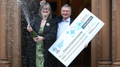 Frances and Patrick Connolly celebrate their jackpot win