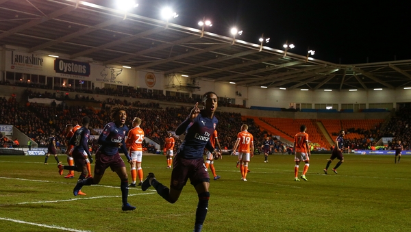Joe Willock of Arsenal celebrates Arsenal's opener