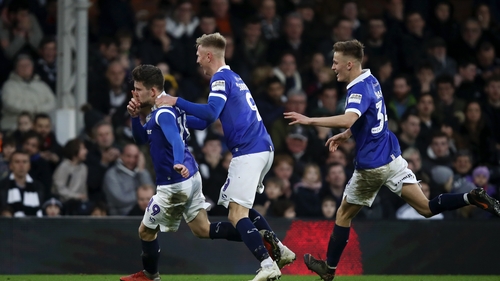 Callum Lang (l) got the winner for Oldham Athletic