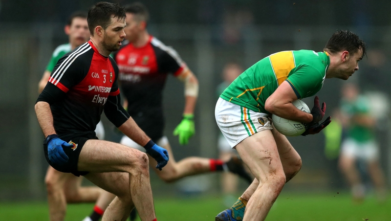Leitrim's Dean McGovern under pressure from Ger Cafferkey of Mayo