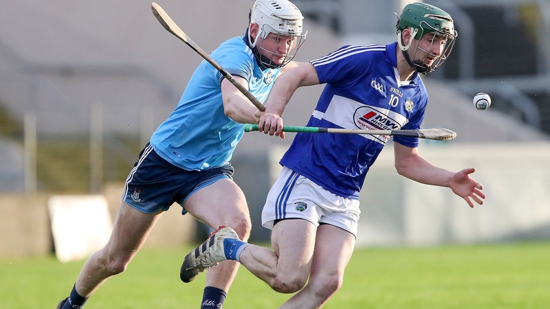 Dublin's Shane Barrett and Aaron Dunphy of Laois