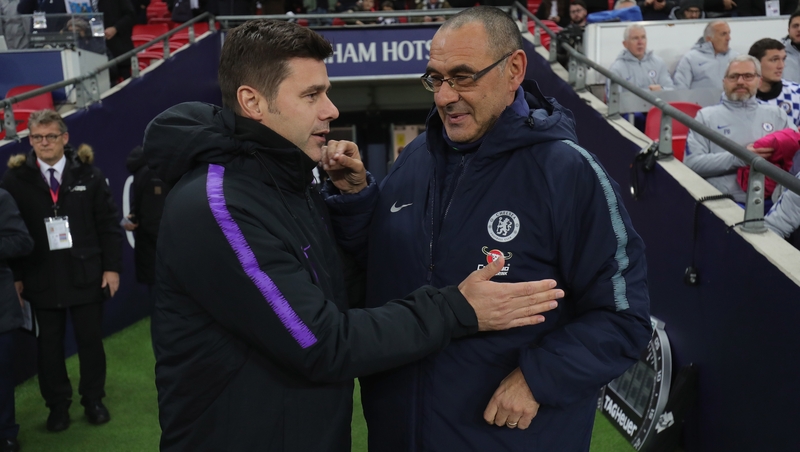 Maurizio Sarri and Tottenham boss Mauricio Pochettino are seeking the first major trophies of their careers