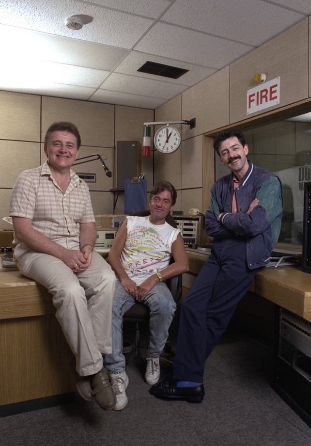 RTÉ Radio 2 (now 2fm) DJs Larry, Jimmy Greeley and Mark Cagney in 1987