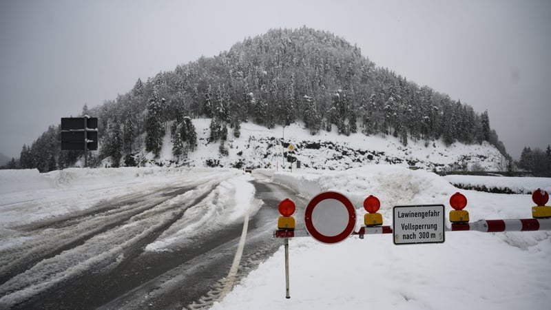 Roads are closed after an avalanche in Austria