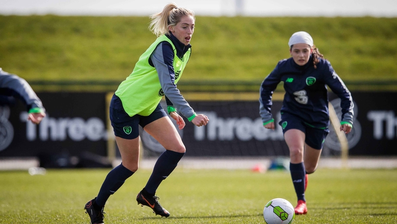 Megan Connolly, left, returns to the Ireland squad after completing her college commitments at Florida State University