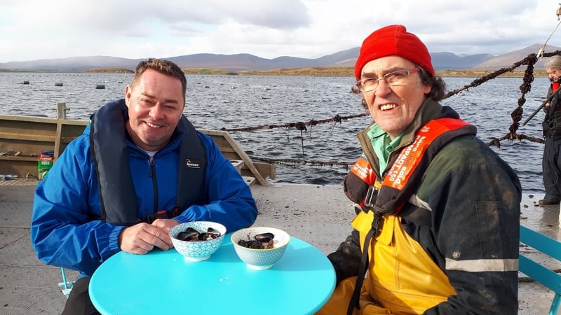 Neven with Mussel famer Michael Mulloy in Clew.