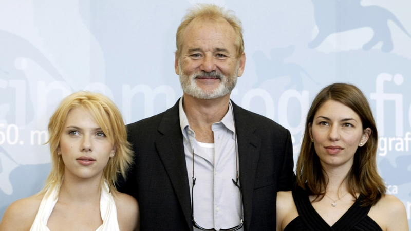 Lost in Translation stars Scarlett Johansson and Bill Murray pictured with Sofia Coppola in 2003