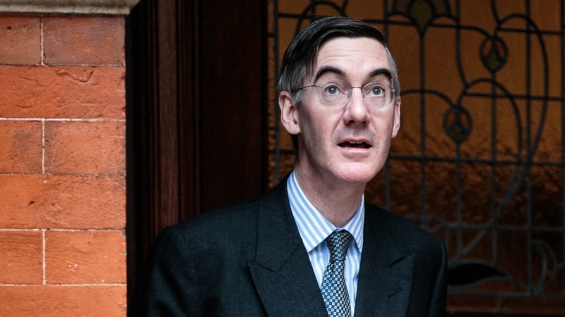 The posters include quotes from arch Brexiteer Jacob Rees-Mogg