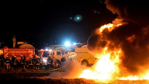 Mexican television footage showed flames leaping into the night sky in the municipality of Tlahuelilpan
