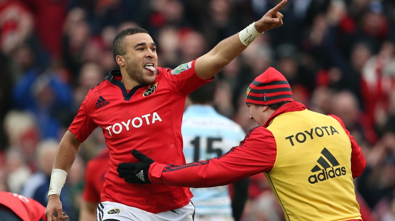 Simon Zebo celebrates during the 2013 defeat of Racing Metro