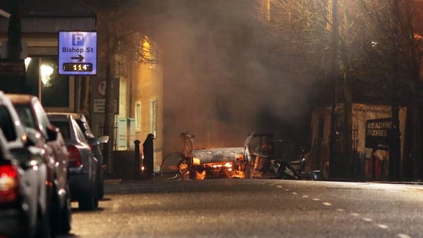The scene outside Derry courthouse on Bishop Street following an explosion