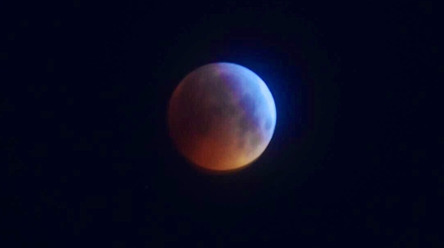The surface of the moon has a reddish hue during the phenomenon (Pic: Peter Gallagher)