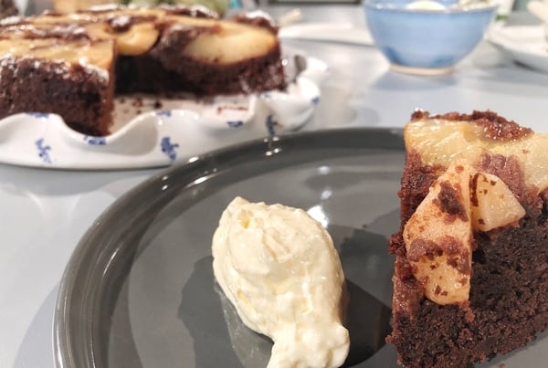 Eunice's Chocolate Pear & Pecan Cake