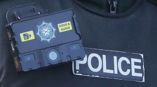 The footage featured an officer making an error while administering a criminal caution causing a colleague to laugh out loud (file image)