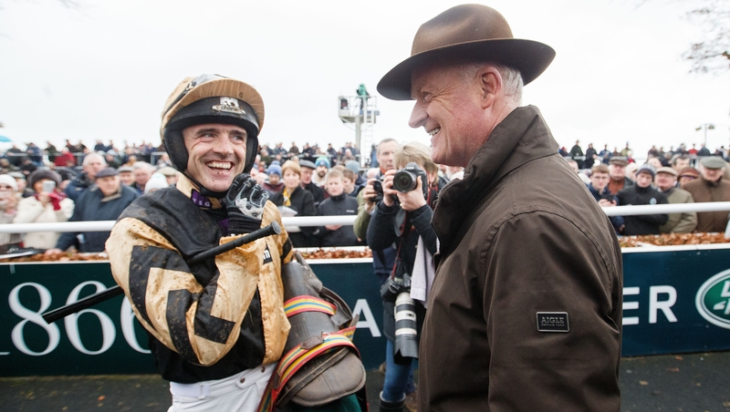Ruby Walsh with Willie Mullins in the parade ring after winning with Invitation Only