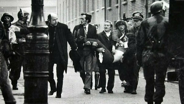 An iconic image by Stanley Machett, taken in Derry on Bloody Sunday
