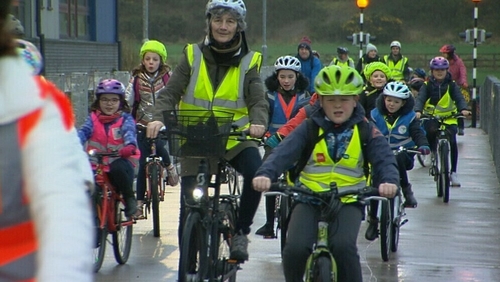 Each morning a convoy cycles 3km along the Western Distributor Road in Galway