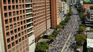 <p>A view from above of one of the protests in the city</p>
