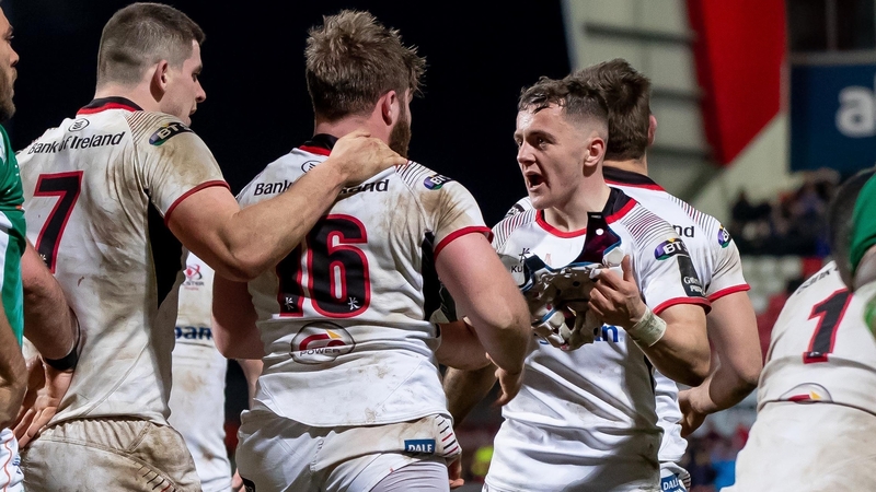 Ulster players show their delight at the final whistle
