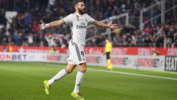 Karim Benzema celebrates against Girona