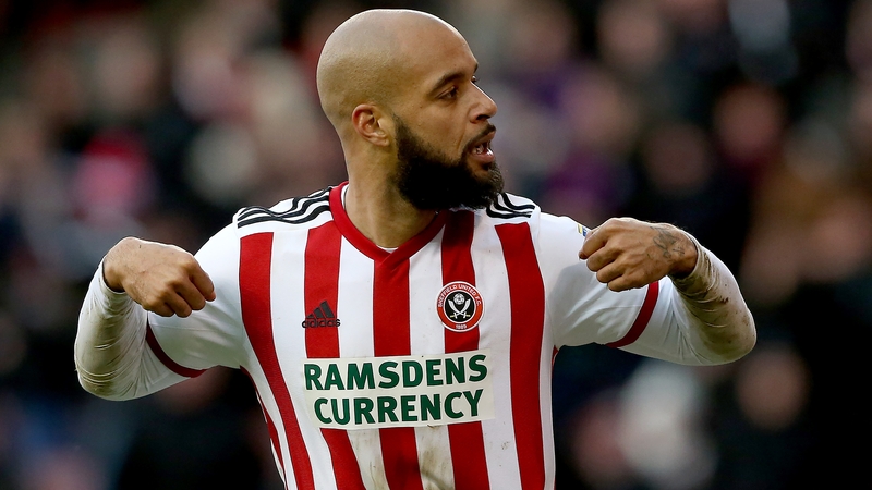 David McGoldrick celebrates his goal for Sheffield United