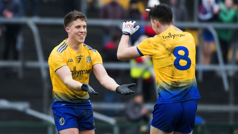 Roscommon's Ronan Daly and Tadgh O'Rourke celebrate at the full-time whistle