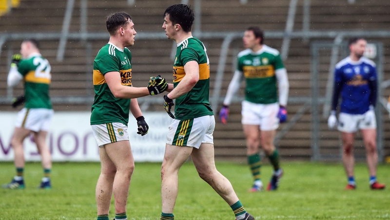 Kerry players celebrate their three-point win in Cavan