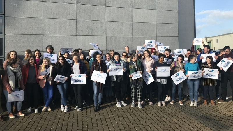 Trainee nurses at AIT took part in a protest today