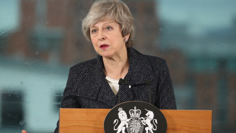Theresa May was speaking in Belfast today