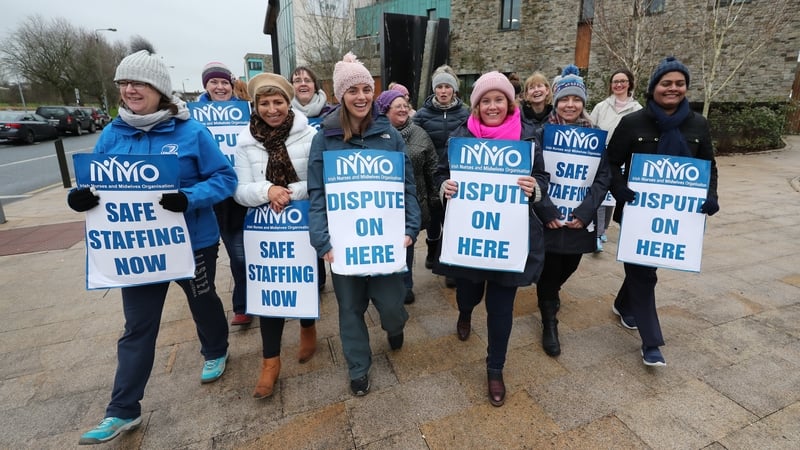Nurses striking outside Vista Primary Care in Naas