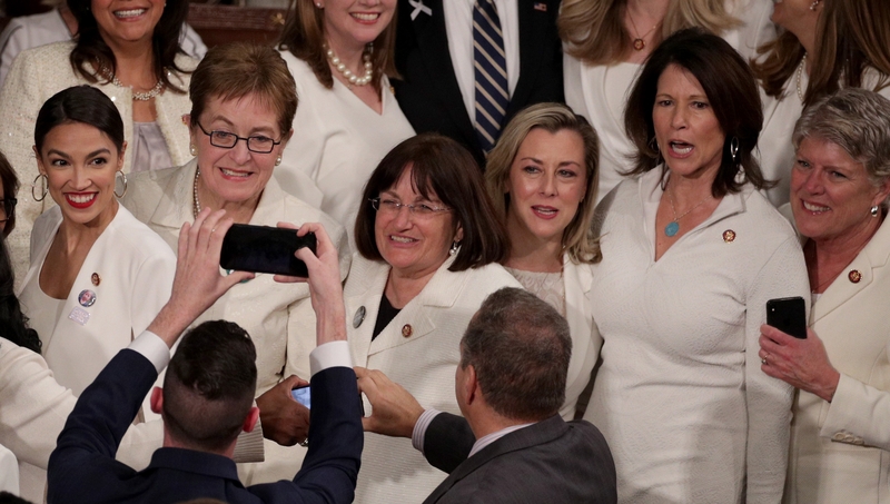 In the US, female politicians like Alexandria Ocasio-Cortez (first on left) have been pushing for change.