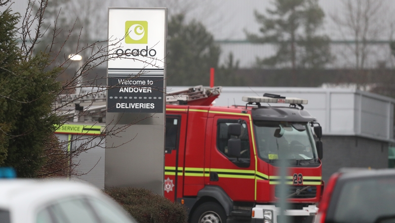 200 firefighters were called to tackle the fire at Ocado's highly automated site in Andover