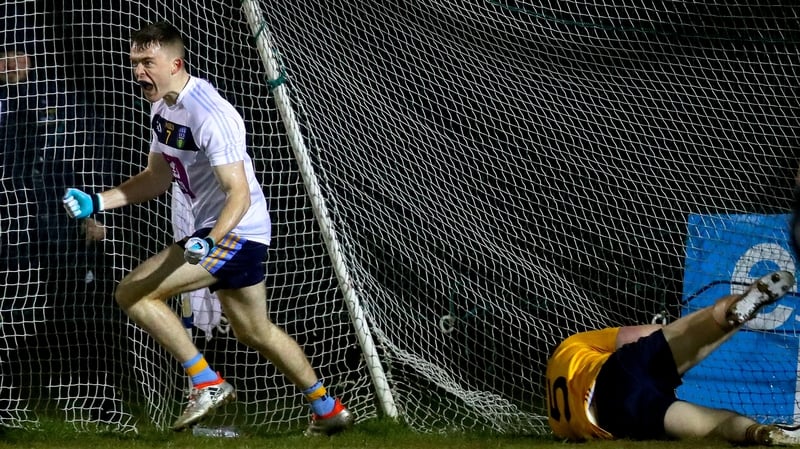 Cian O'Connor celebrates scoring UCD's second goal against DCU