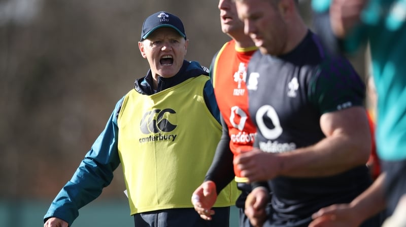 Joe Schmidt putting the Ireland squad through their paces at the team base at Carton House