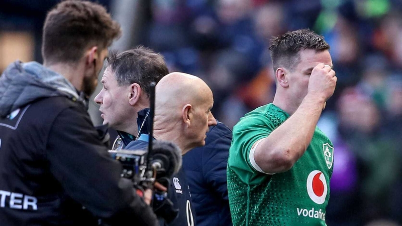 Johnny Sexton leaves the Murrayfield pitch