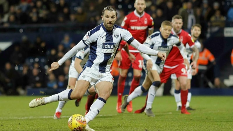 Jay Rodriguez scores the equaliser for West Brom