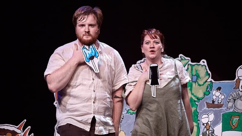 John D Ruddy and Louise Conaghan in Manny Man Does the History of Ireland On Stage
