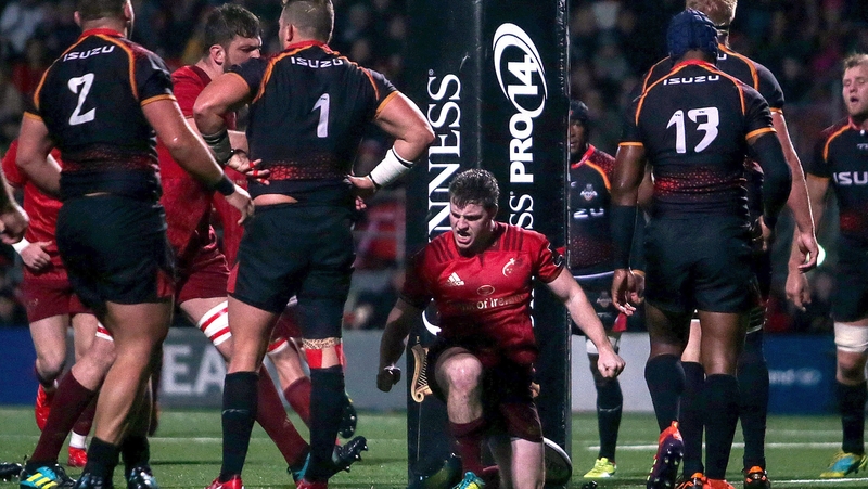 Neil Cronin celebrates his first-half try