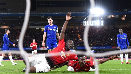 Romelu Lukaku and Paul Pogba celebrate the latter's goal