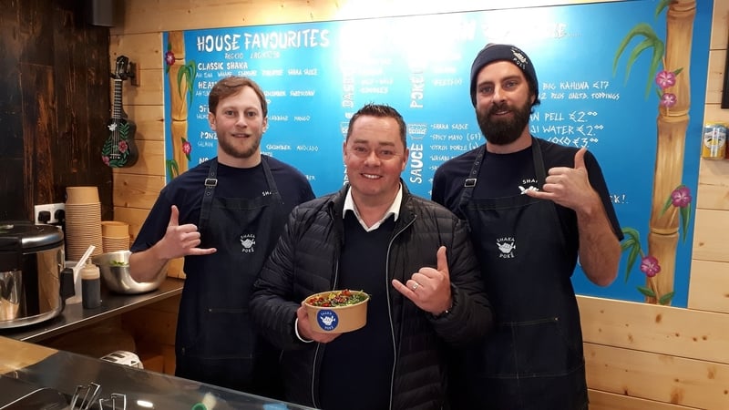 Neven with the owners of Shaka Poké in Dublin