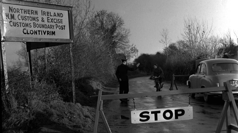 The customs post at Clontivrim, Co Monaghan in December 1955. Photo: Popperfoto/Getty Images
