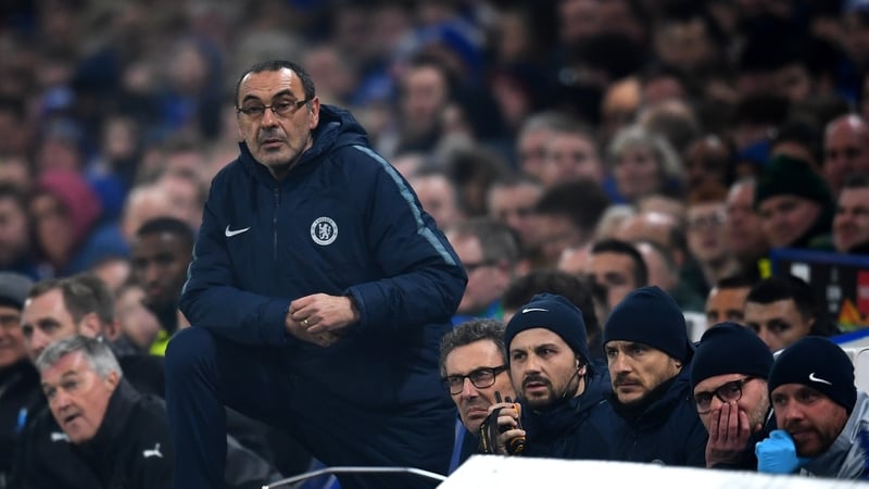 Chelsea manager Maurizio Sarri during his side's defeat to Manchester United