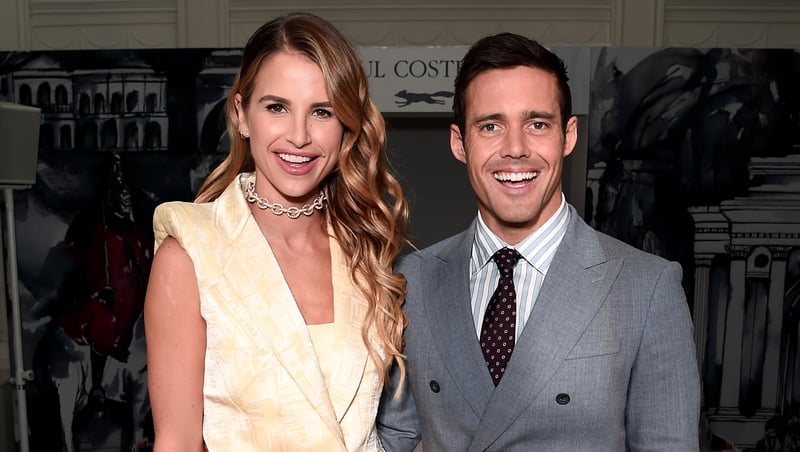Vogue Williams with husband Spencer Matthews at London Fashion Week. Photo: Getty