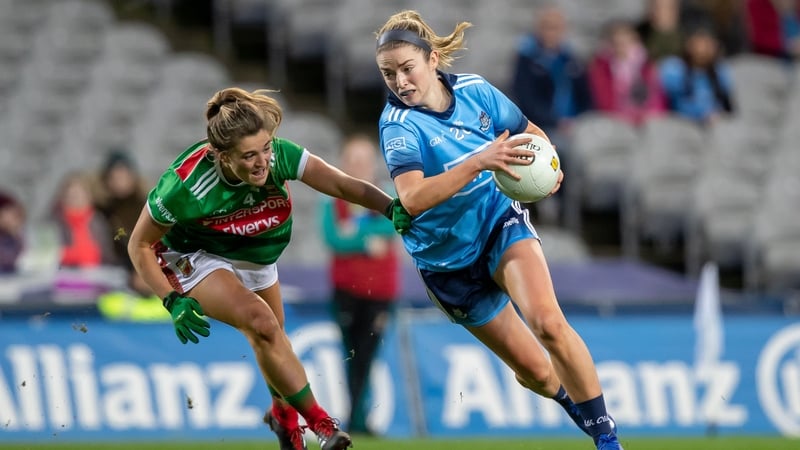 Siobhan Killeen rounds Danielle Caldwell during Dublin's narrow win over Mayo in GAA headquarters