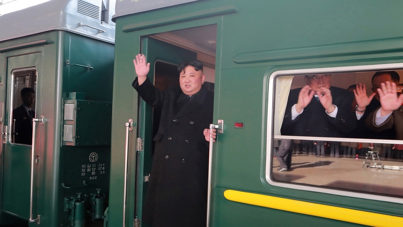 Kim Jong-un waves ahead of his departure from Pyongyang