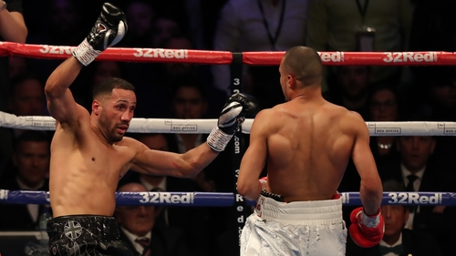 Chris Eubank Jnr knocks James DeGale into the corner