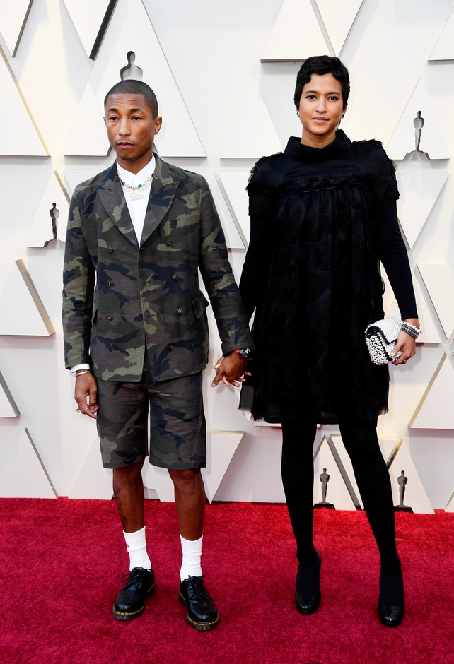 Pharrell Williams stunned in a cropped camo-print tuxedo