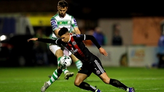 Shamrock Rovers' Greg Bolger and Daniel Mandroiu of Bohemians