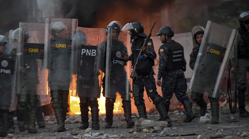 Venezuelan security forces clashed with supporters of Venezuelan opposition leader Juan Guaido at the weekend
