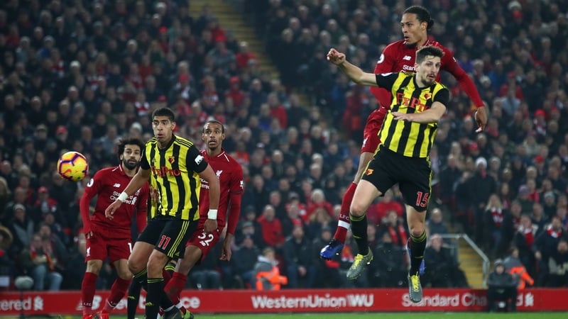 Virgil van Dijk climbs highest to head home for Liverpool